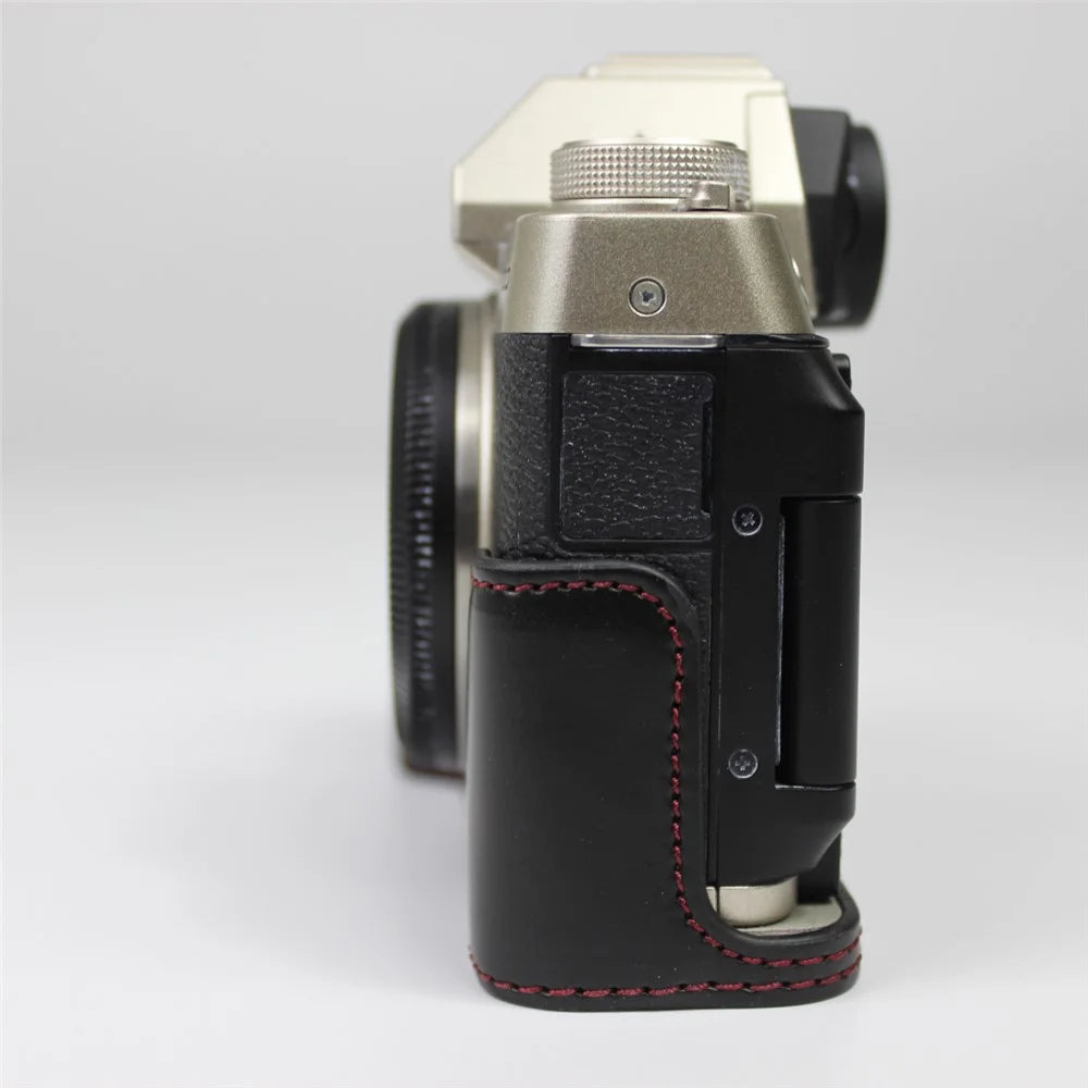 PU Leather Camera Half Cover Case for Fujifilm Fuji X-T200/XT200 - Black - 6