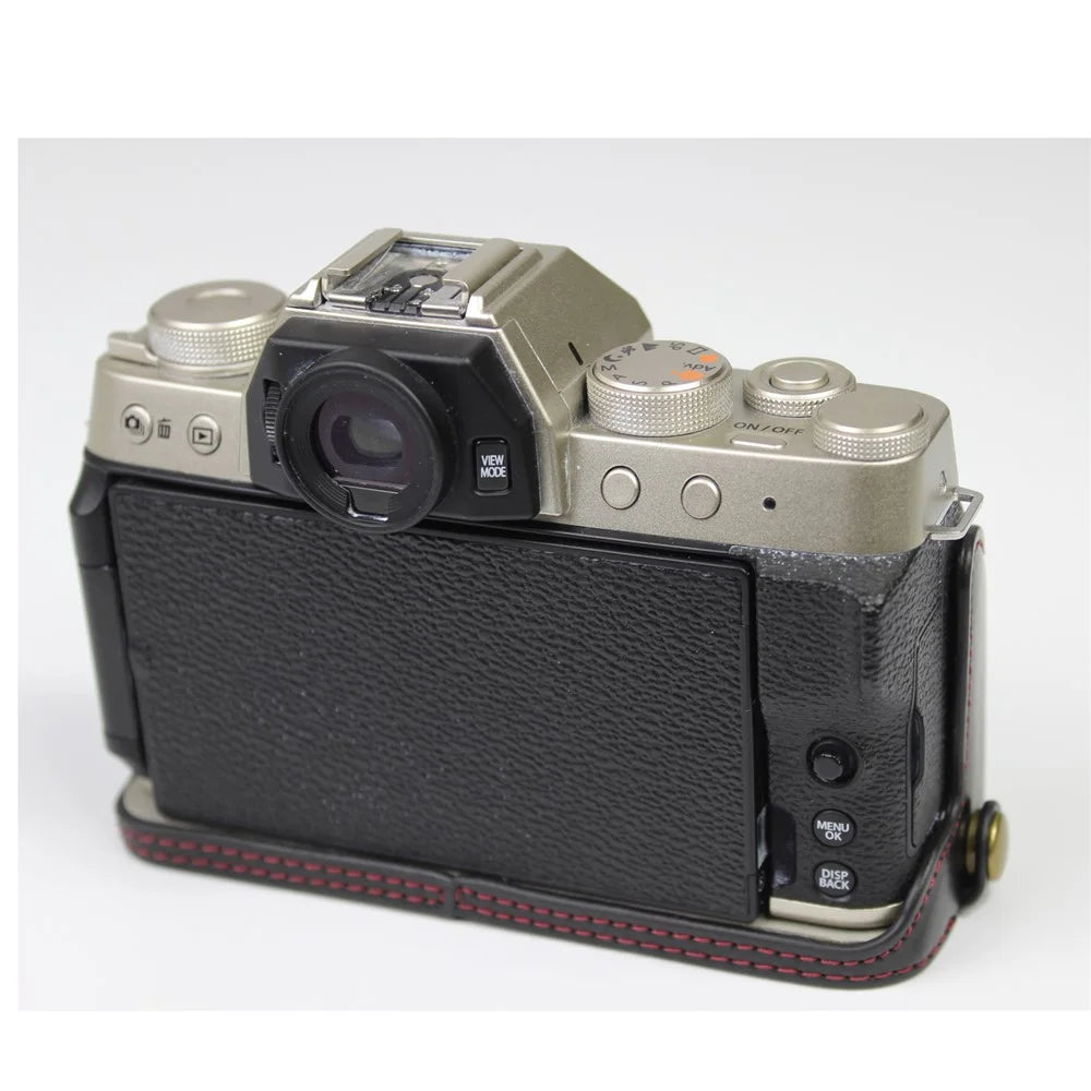 PU Leather Camera Half Cover Case for Fujifilm Fuji X-T200/XT200 - Black - 7