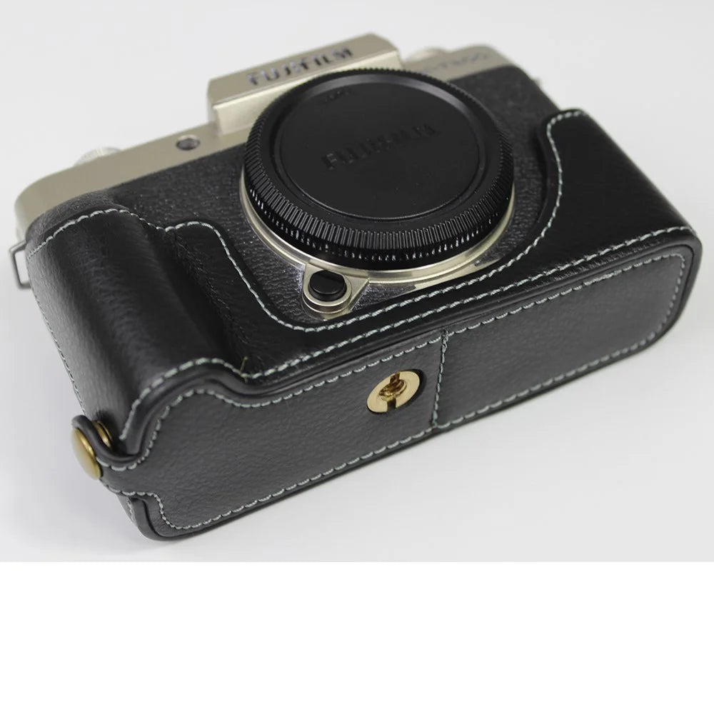 Genuine Leather Camera Half Case for Fujifilm Fuji X-T200/XT200 - Black - 2