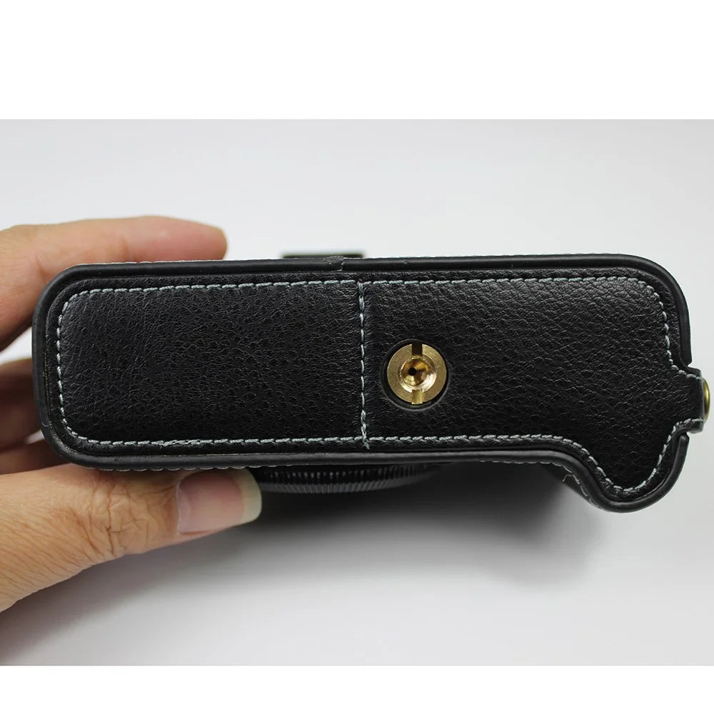 Genuine Leather Camera Half Case for Fujifilm Fuji X-T200/XT200 - Black - 7