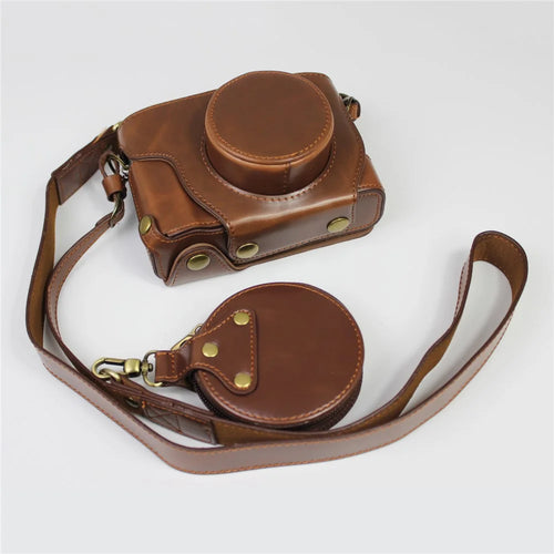 PU Leather Half Camera Case Bag Protector for Fujifilm Fuji X100V - Coffee - 1