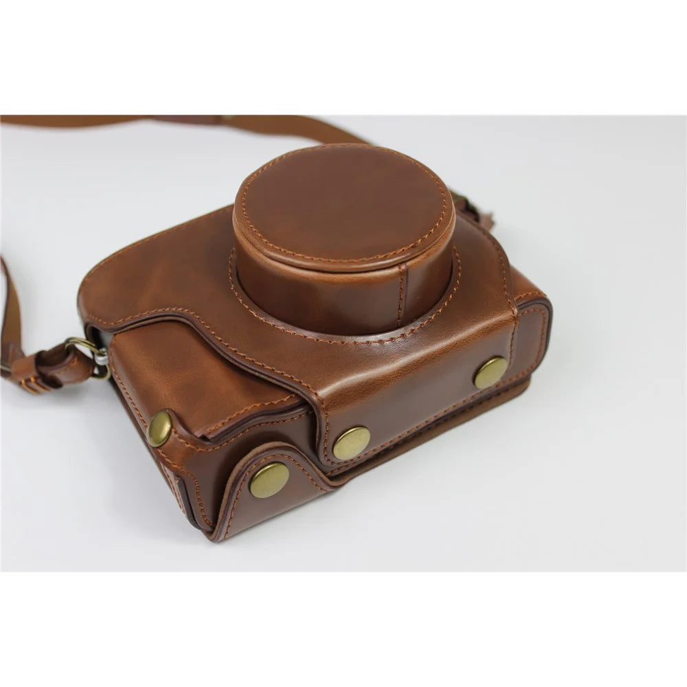 PU Leather Half Camera Case Bag Protector for Fujifilm Fuji X100V - Coffee - 2