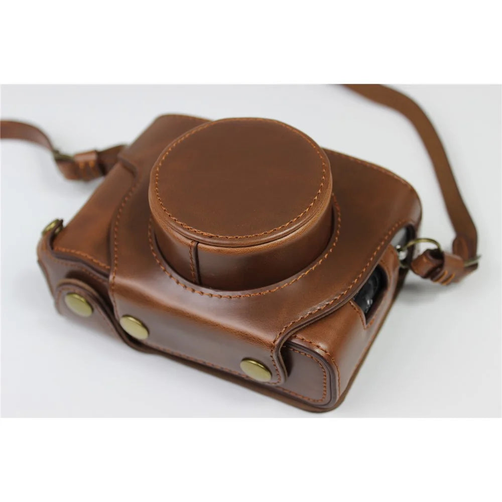 PU Leather Half Camera Case Bag Protector for Fujifilm Fuji X100V - Coffee - 3