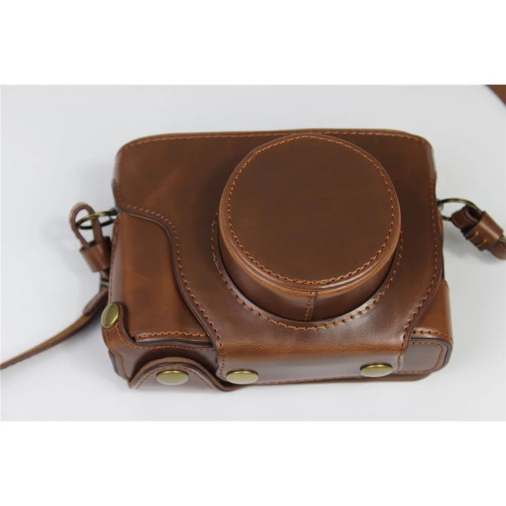 PU Leather Half Camera Case Bag Protector for Fujifilm Fuji X100V - Coffee - 4