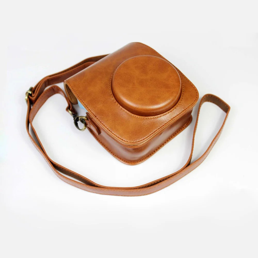 PU Leather Protective Case Cover with Shoulder Strap for Fujifilm Instax Mini 11 - Brown - 1