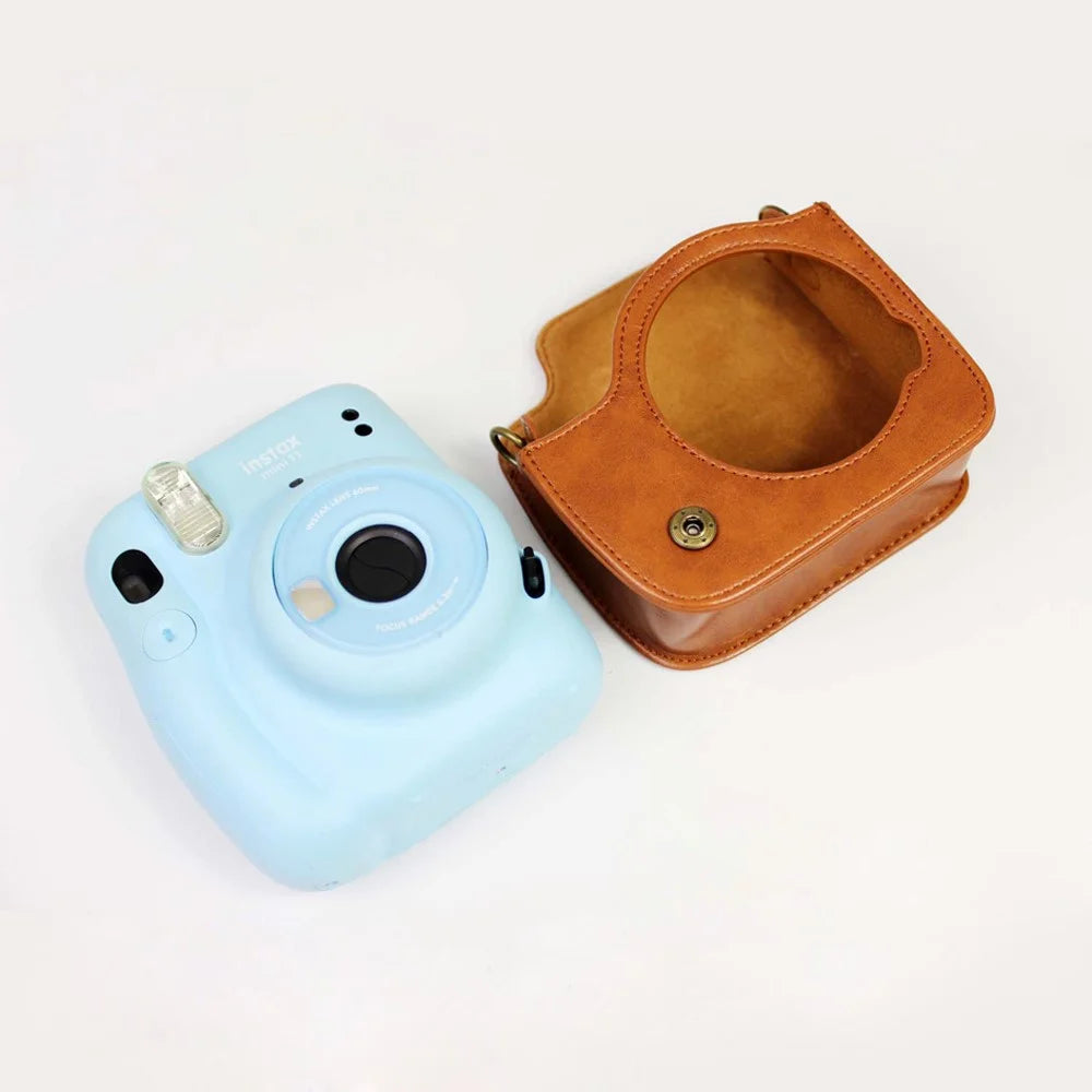 PU Leather Protective Case Cover with Shoulder Strap for Fujifilm Instax Mini 11 - Brown - 4