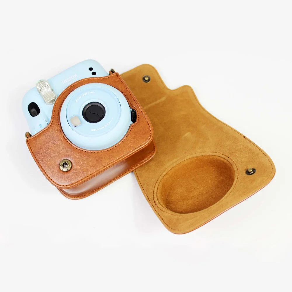 PU Leather Protective Case Cover with Shoulder Strap for Fujifilm Instax Mini 11 - Brown - 6
