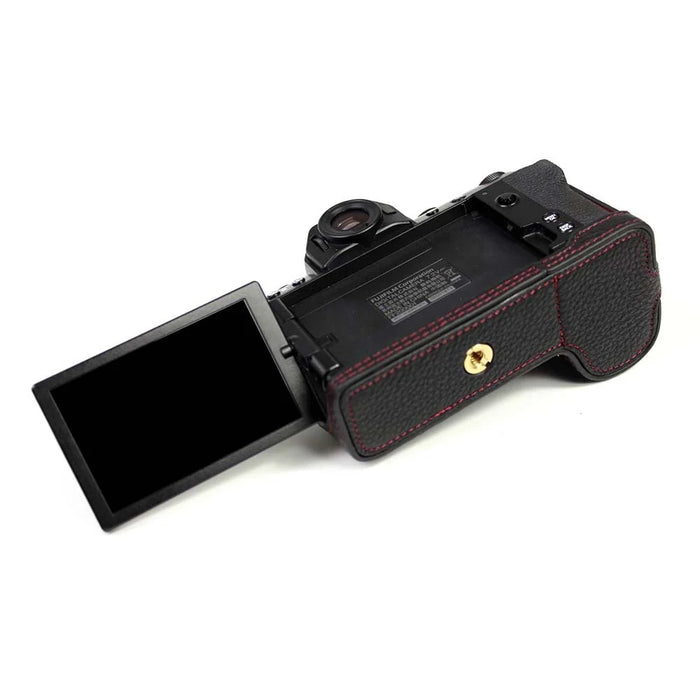Genuine Leather Camera Half Cover Case for Fujifilm Fuji X-S10 - Black - 4