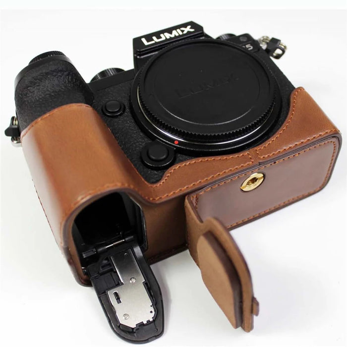 PU Leather Camera Half Case Bottom Cover with Battery Opening for Panasonic Lumix S5 / S5 II - Coffee - 4