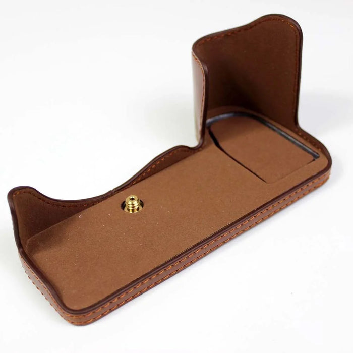 PU Leather Camera Half Case Bottom Cover with Battery Opening for Panasonic Lumix S5 / S5 II - Coffee - 5