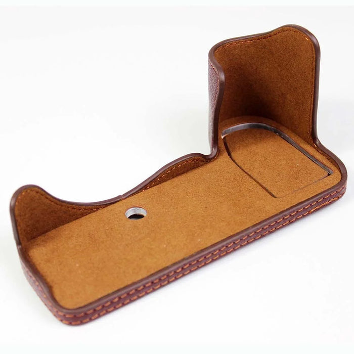 Genuine Leather Camera Protective Half Case Bottom Cover with Battery Opening for Panasonic Lumix S5 / S5 II - Coffee - 2