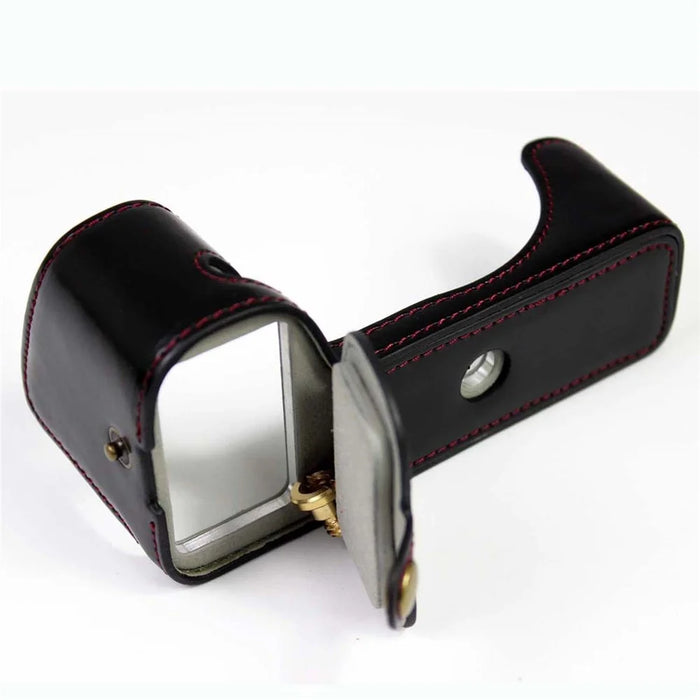 PU Leather Camera Half Case Bottom Cover with Battery Opening for Fujifilm X-S10 - Black - 7