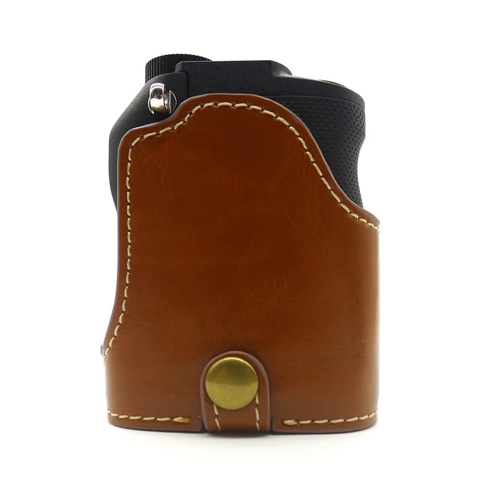 Camera Half Case PU Leather Bottom Protective Cover with Battery Opening for Sony A7C - Brown - 2