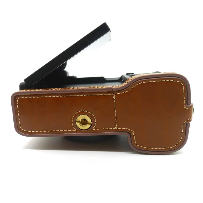 Camera Half Case PU Leather Bottom Protective Cover with Battery Opening for Sony A7C - Brown - 6
