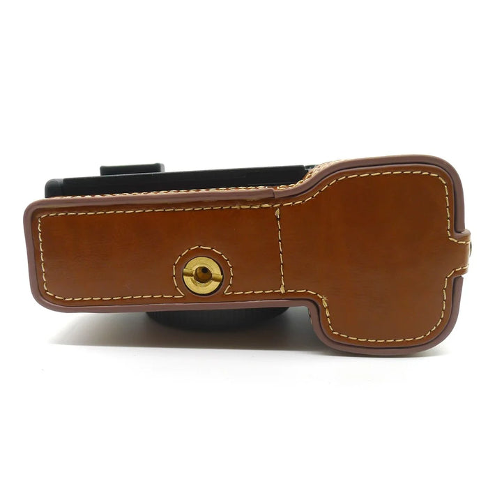 Camera Half Case PU Leather Bottom Protective Cover with Battery Opening for Sony A7C - Brown - 7