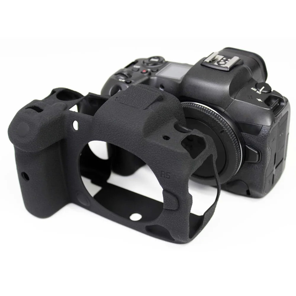 Soft Silicone Case Camera Protector Skin Bag Body Cover for Canon EOS R5 - Black - 1