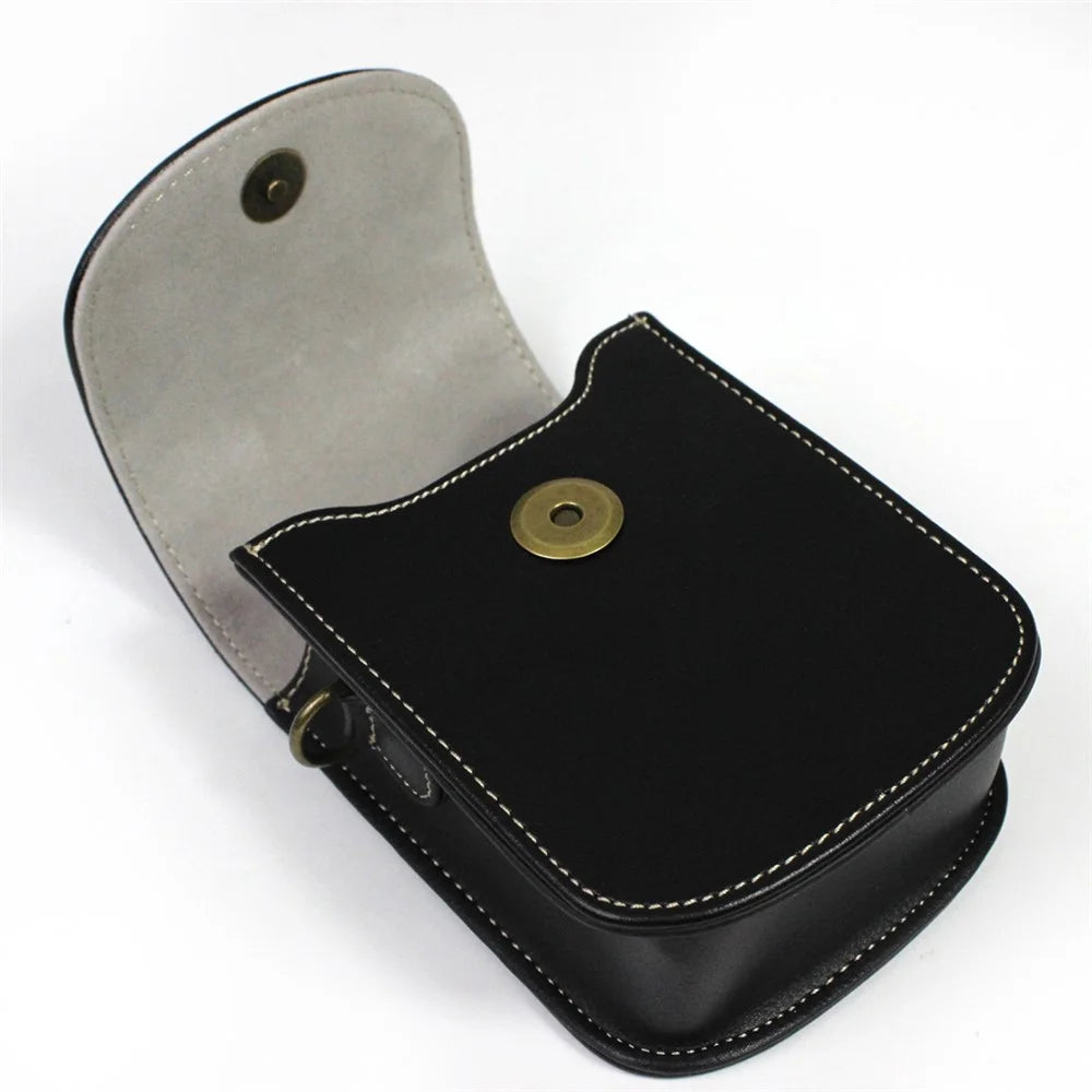 Camera Bag PU Leather Protective Case with Shoulder Strap for Canon Ricoh Sony Olympus - Red - 3
