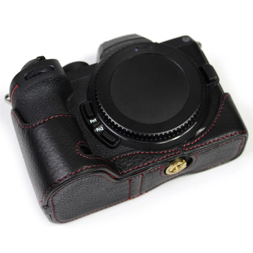 Genuine Leather Camera Bottom Case Protector Half Body Cover with Battery Opening for Nikon Z5/Z6/Z7/Z6II/Z62/Z7II/Z72 - Black - 1