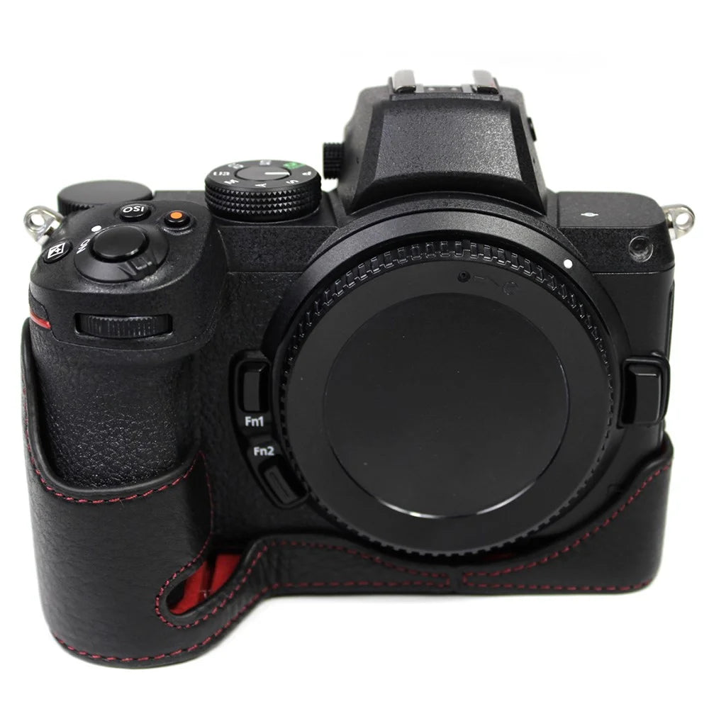 Genuine Leather Camera Bottom Case Protector Half Body Cover with Battery Opening for Nikon Z5/Z6/Z7/Z6II/Z62/Z7II/Z72 - Black - 2