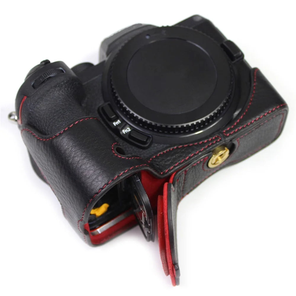 Genuine Leather Camera Bottom Case Protector Half Body Cover with Battery Opening for Nikon Z5/Z6/Z7/Z6II/Z62/Z7II/Z72 - Black - 4