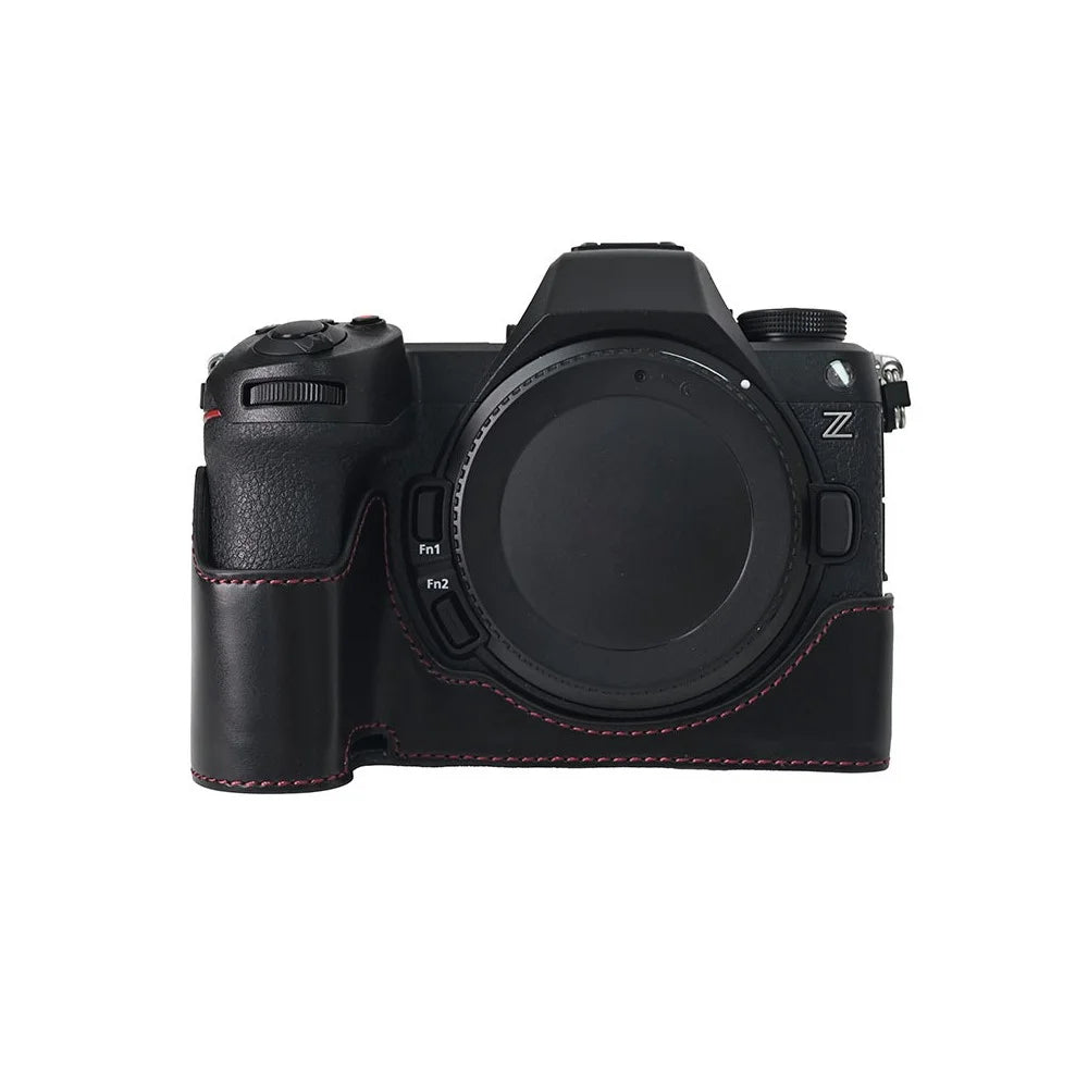 PU Leather Camera Protection Bottom Case Bag Half Body Cover with Battery Opening for Nikon Z5/Z6/Z7/Z6II/Z62/Z7II/Z72 - Black - 1