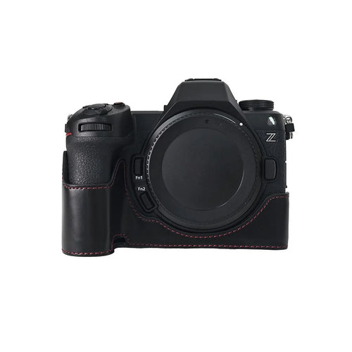 PU Leather Camera Protection Bottom Case Bag Half Body Cover with Battery Opening for Nikon Z5/Z6/Z7/Z6II/Z62/Z7II/Z72 - Black - 1