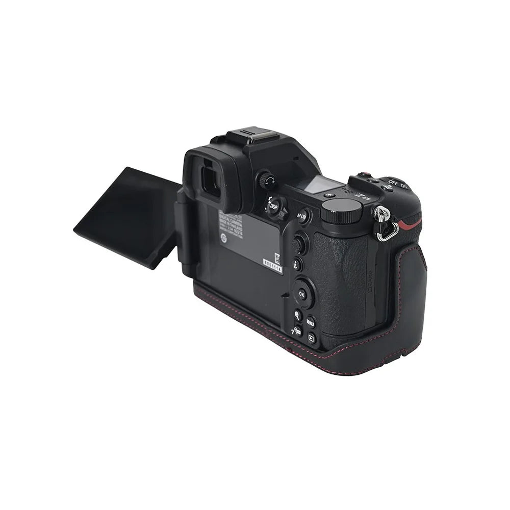 PU Leather Camera Protection Bottom Case Bag Half Body Cover with Battery Opening for Nikon Z5/Z6/Z7/Z6II/Z62/Z7II/Z72 - Black - 4