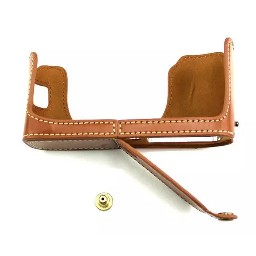 Camera Protection Bottom Case PU Leather Cover Bag with Battery Opening for Fuji X100/X100S/X100T - Brown - 2