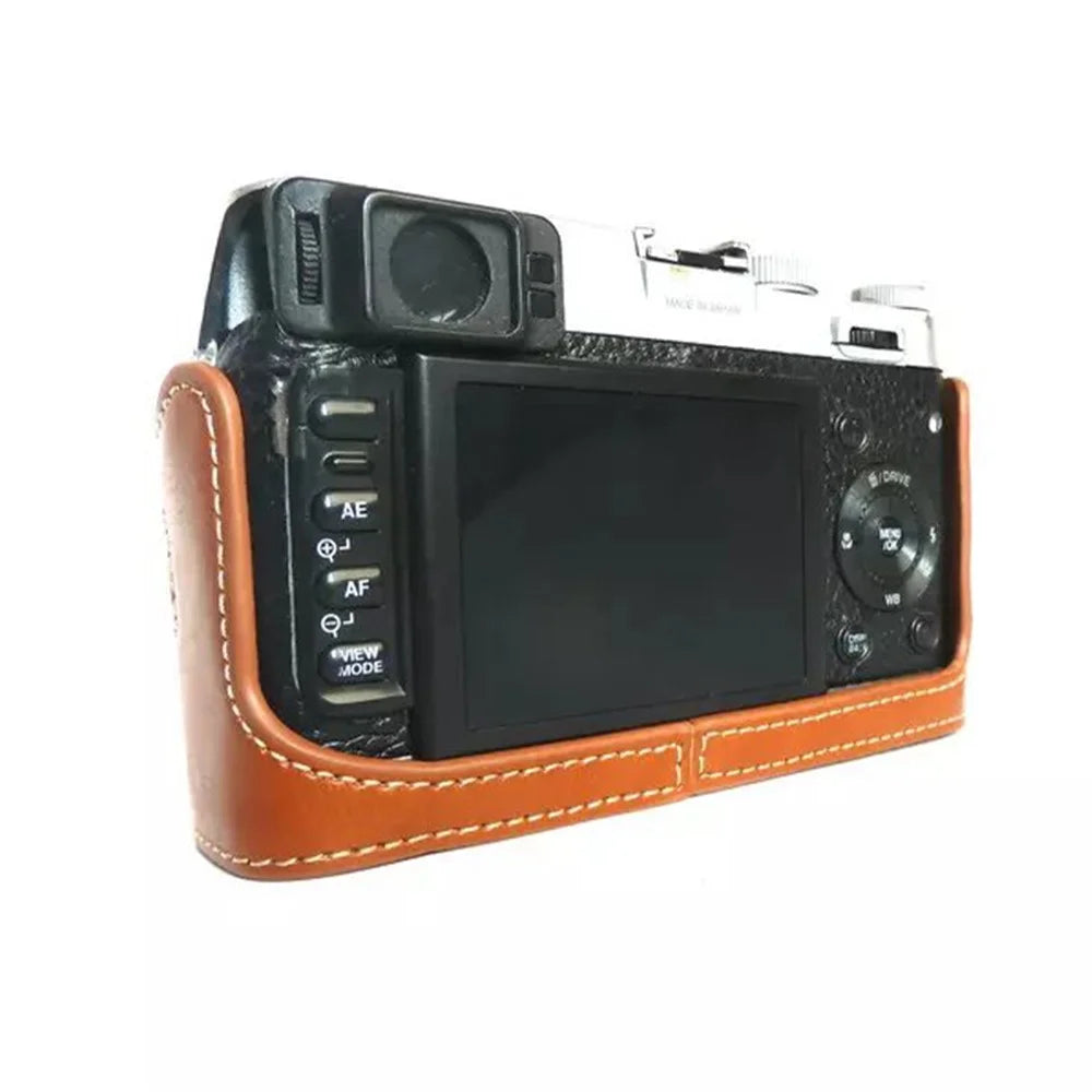 Camera Protection Bottom Case PU Leather Cover Bag with Battery Opening for Fuji X100/X100S/X100T - Brown - 3