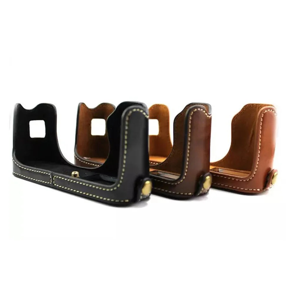 Camera Protection Bottom Case PU Leather Cover Bag with Battery Opening for Fuji X100/X100S/X100T - Brown - 4