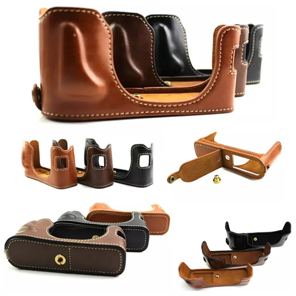 Camera Protection Bottom Case PU Leather Cover Bag with Battery Opening for Fuji X100/X100S/X100T - Brown - 6