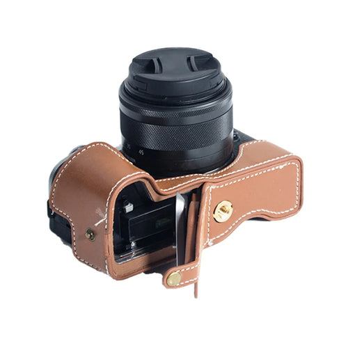 PU Leather Camera Protection Bottom Case Cover with Battery Opening for Canon EOS M6 Mark II - Brown - 1