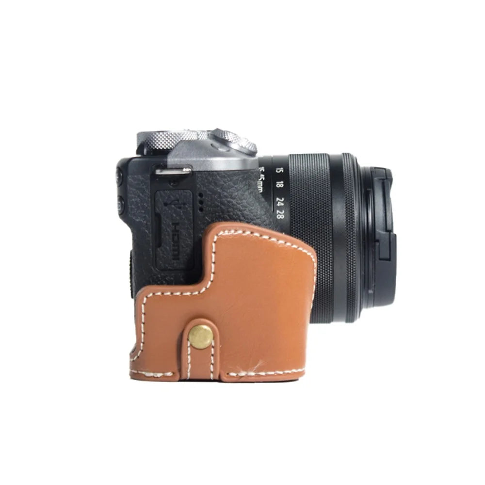 PU Leather Camera Protection Bottom Case Cover with Battery Opening for Canon EOS M6 Mark II - Brown - 2