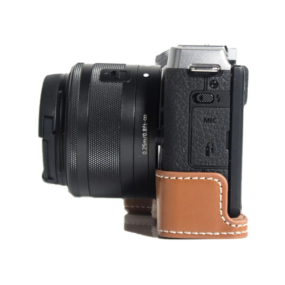 PU Leather Camera Protection Bottom Case Cover with Battery Opening for Canon EOS M6 Mark II - Brown - 3