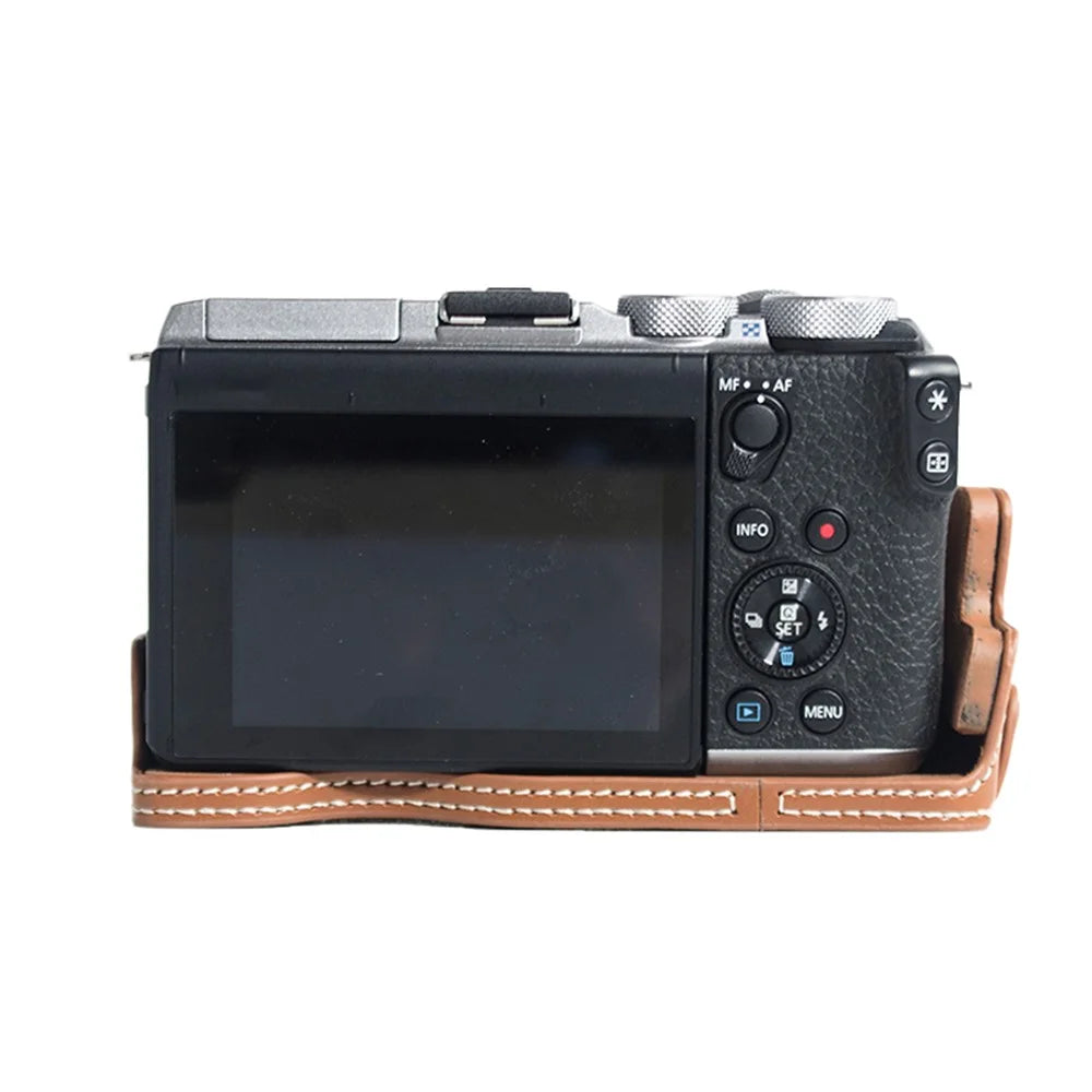 PU Leather Camera Protection Bottom Case Cover with Battery Opening for Canon EOS M6 Mark II - Brown - 4