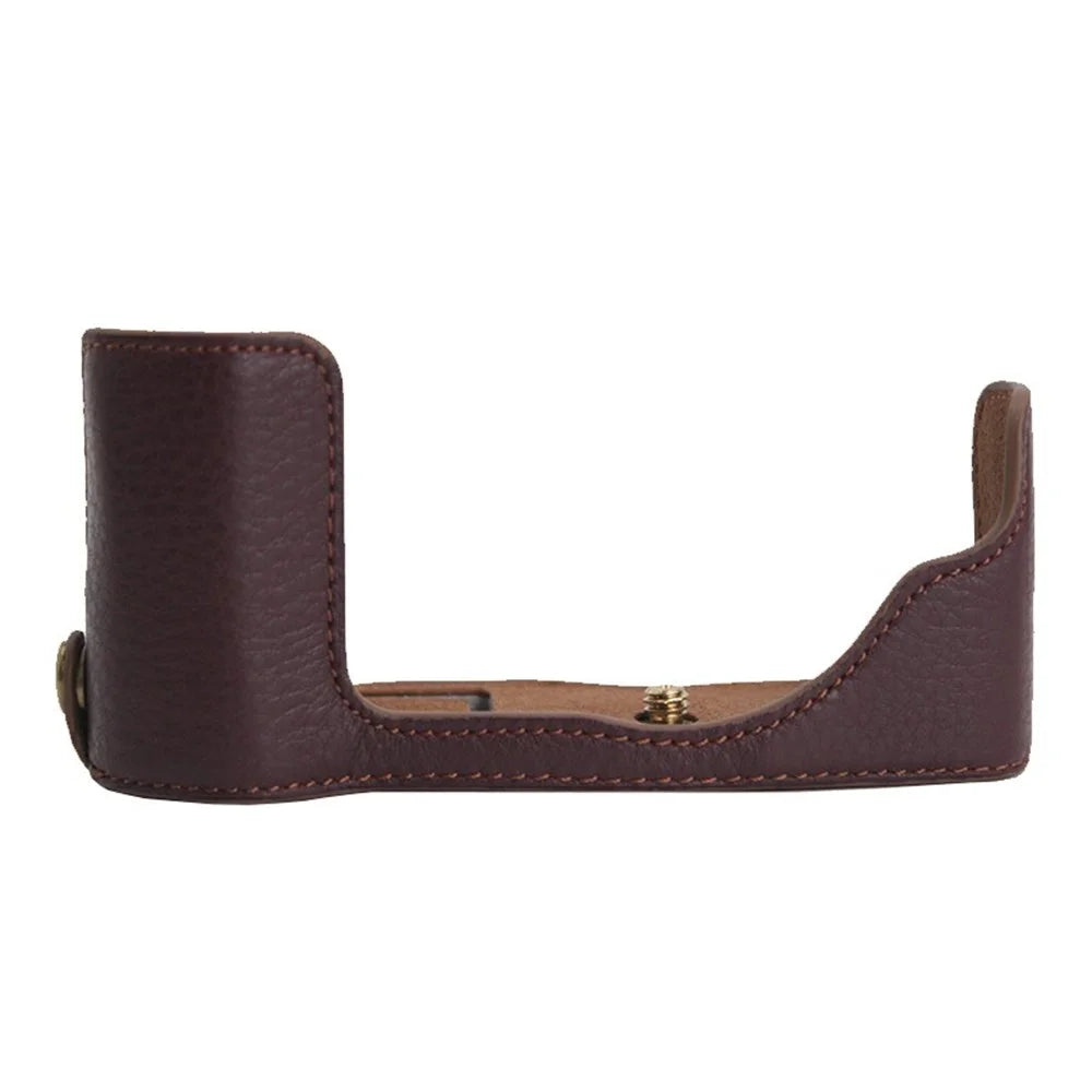 Camera Bottom Case Genuine Leather Protective Half Cover with Battery Opening for Olympus PEN E-P7/EP7 - Coffee - 1