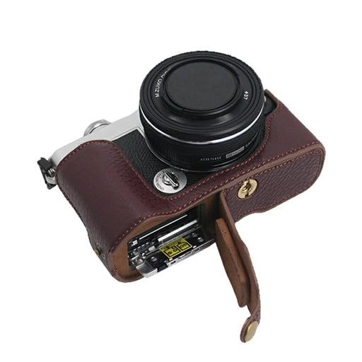 Camera Bottom Case Genuine Leather Protective Half Cover with Battery Opening for Olympus PEN E-P7/EP7 - Coffee - 2