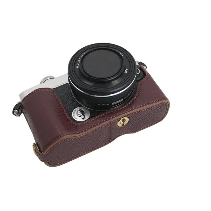 Camera Bottom Case Genuine Leather Protective Half Cover with Battery Opening for Olympus PEN E-P7/EP7 - Coffee - 3