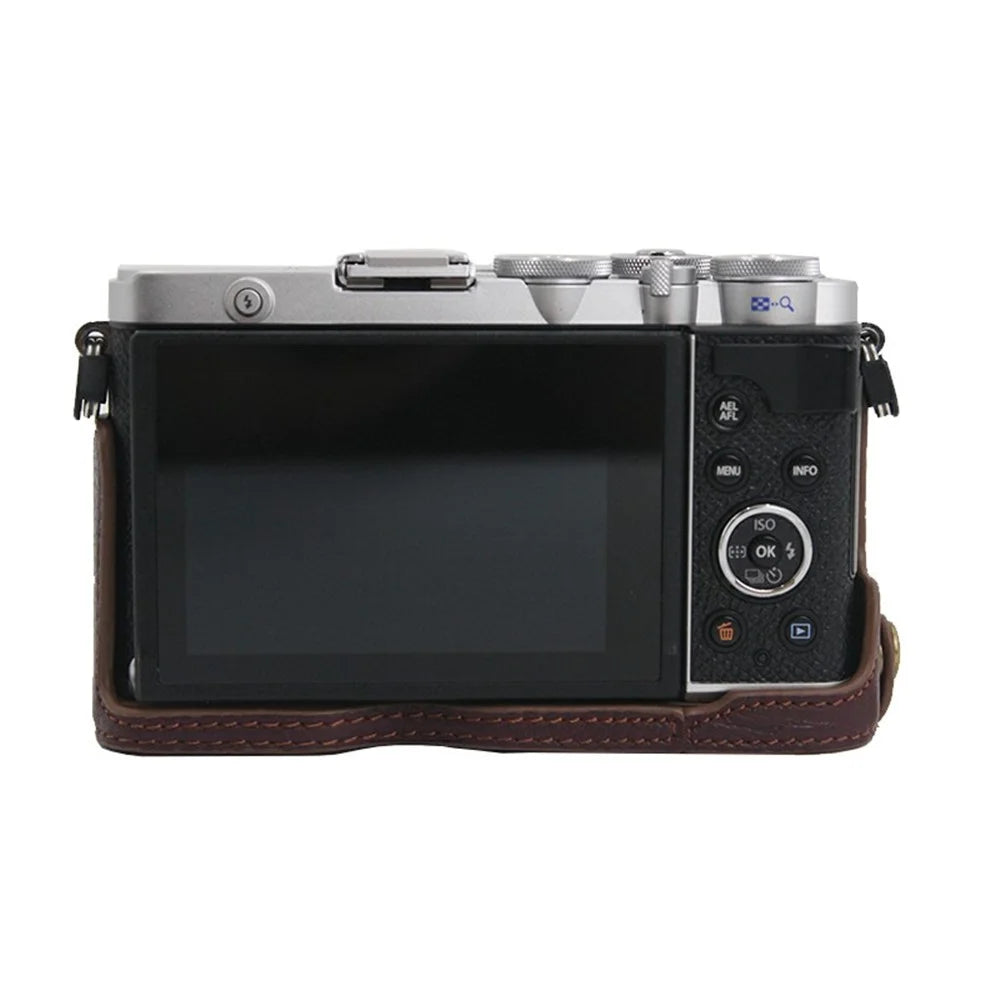Camera Bottom Case Genuine Leather Protective Half Cover with Battery Opening for Olympus PEN E-P7/EP7 - Coffee - 6
