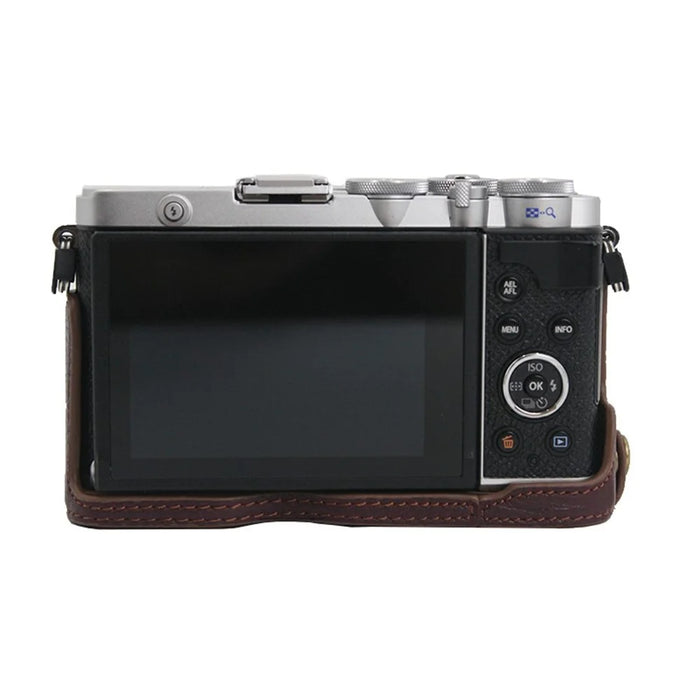 Camera Bottom Case Genuine Leather Protective Half Cover with Battery Opening for Olympus PEN E-P7/EP7 - Coffee - 6