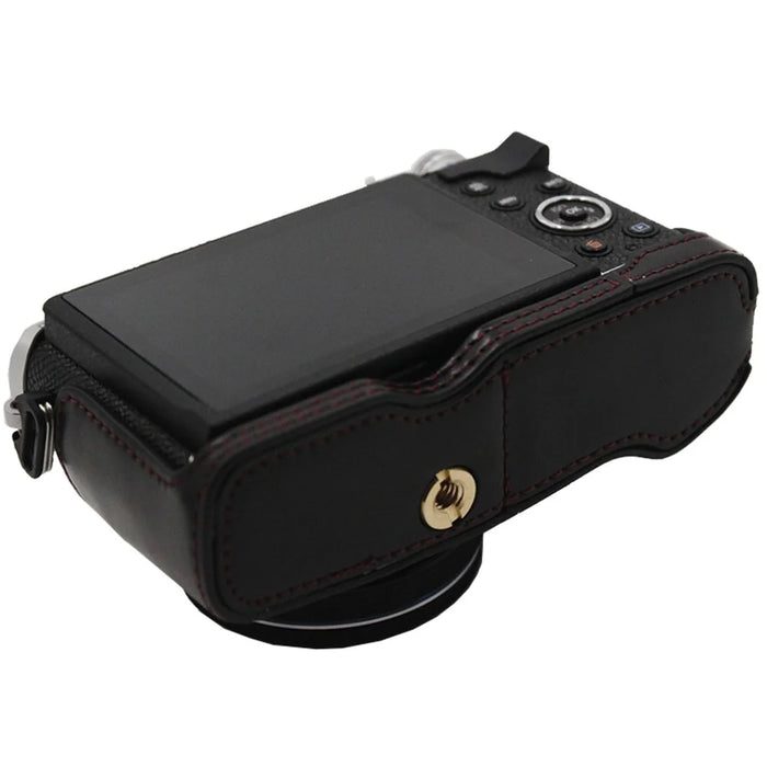 PU Leather Camera Bottom Case Protection Half Cover with Battery Opening for Olympus PEN E-P7/EP7 - Black - 4
