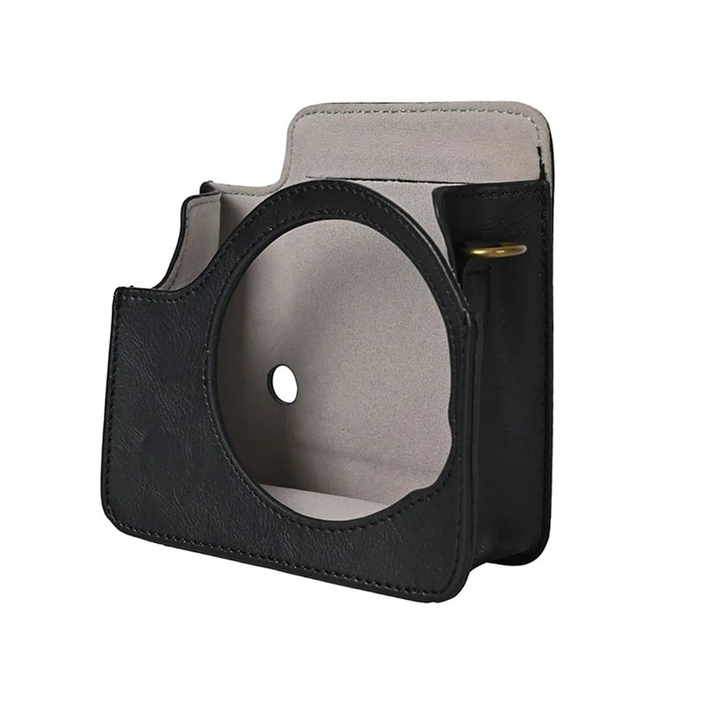 For Fujifilm Instax Mini 40 Case PU Leather Camera Bag Cover with Shoulder Strap - Black - 3