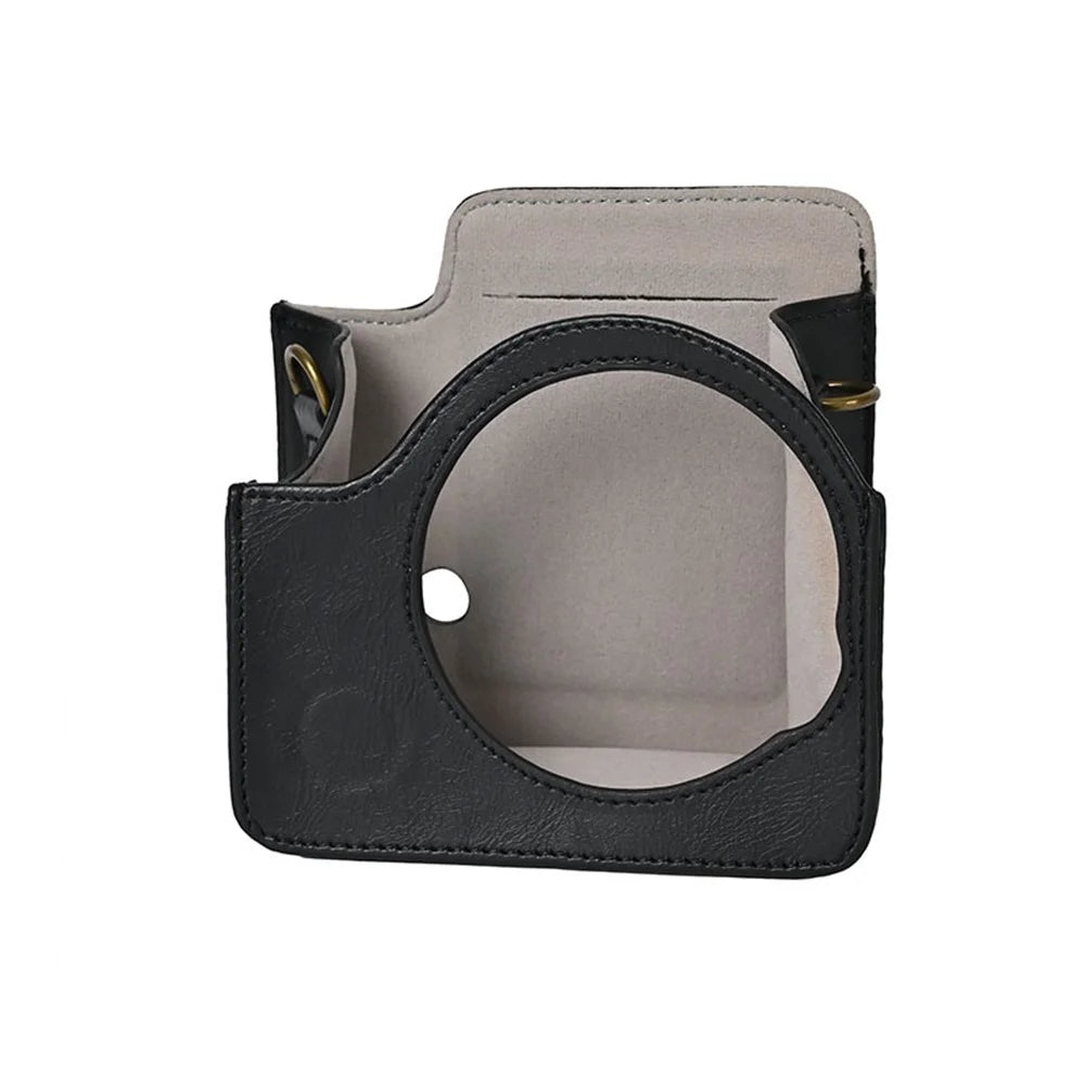 For Fujifilm Instax Mini 40 Case PU Leather Camera Bag Cover with Shoulder Strap - Black - 4