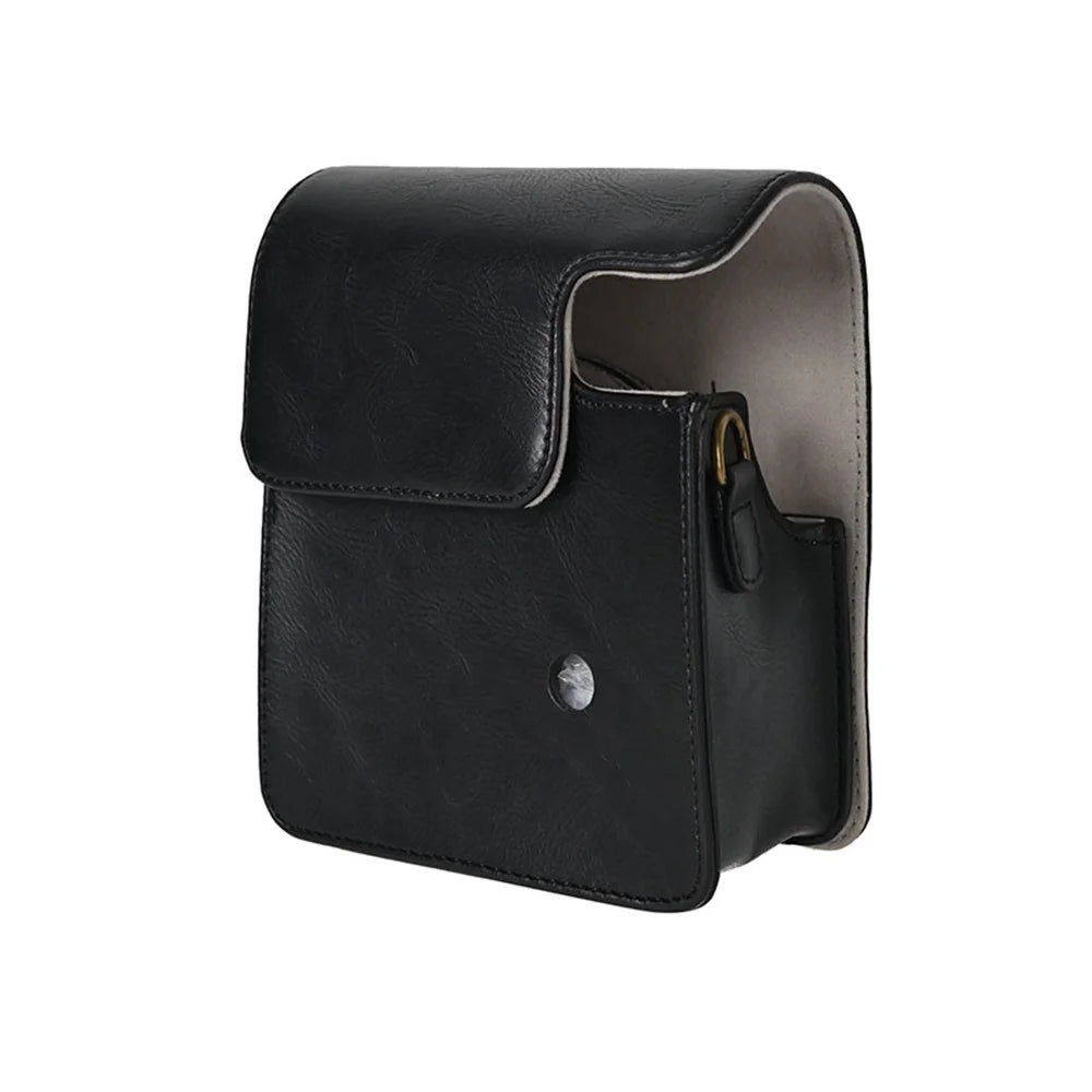 For Fujifilm Instax Mini 40 Case PU Leather Camera Bag Cover with Shoulder Strap - Black - 5