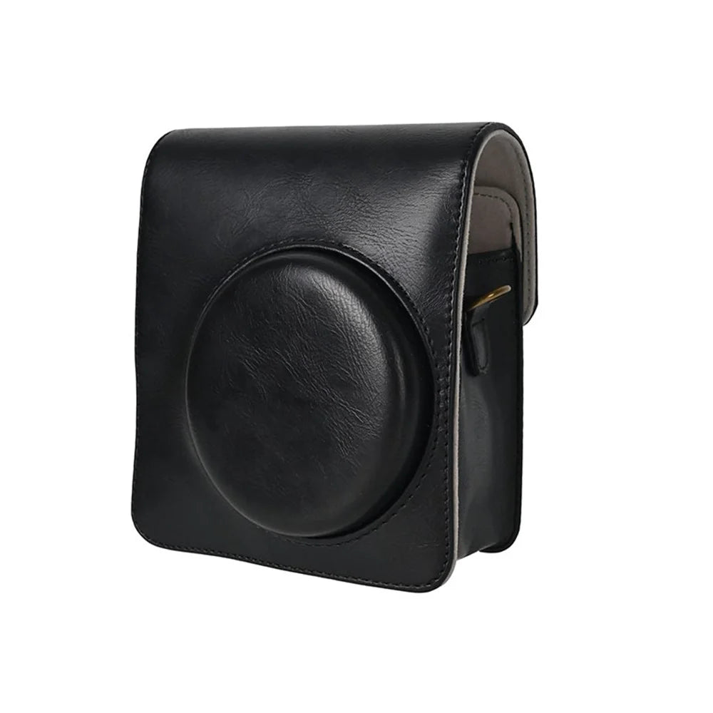 For Fujifilm Instax Mini 40 Case PU Leather Camera Bag Cover with Shoulder Strap - Black - 6