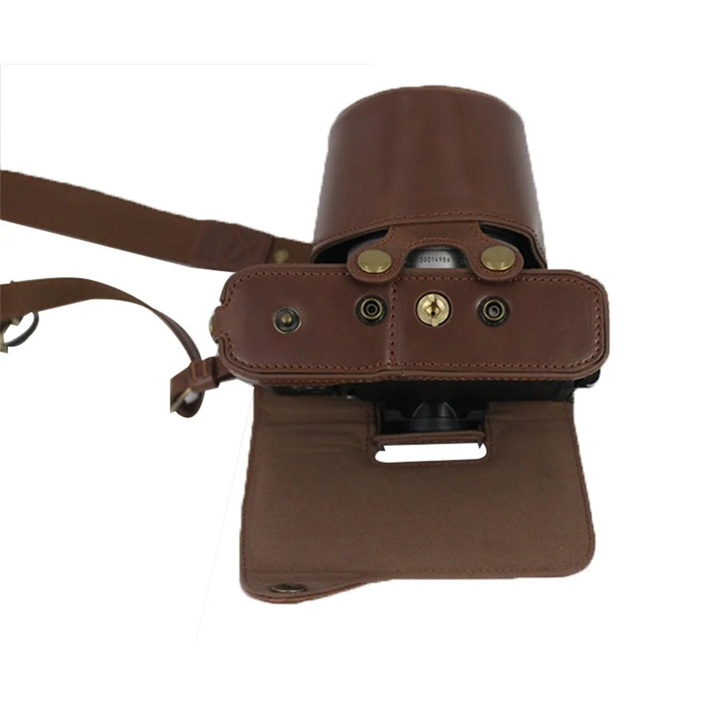 PU Leather Detachable Camera Bag Case Battery Opening Design Protective Cover with Lens Pouch and Shoulder Strap for Nikon Z fc 28mm - Coffee - 5