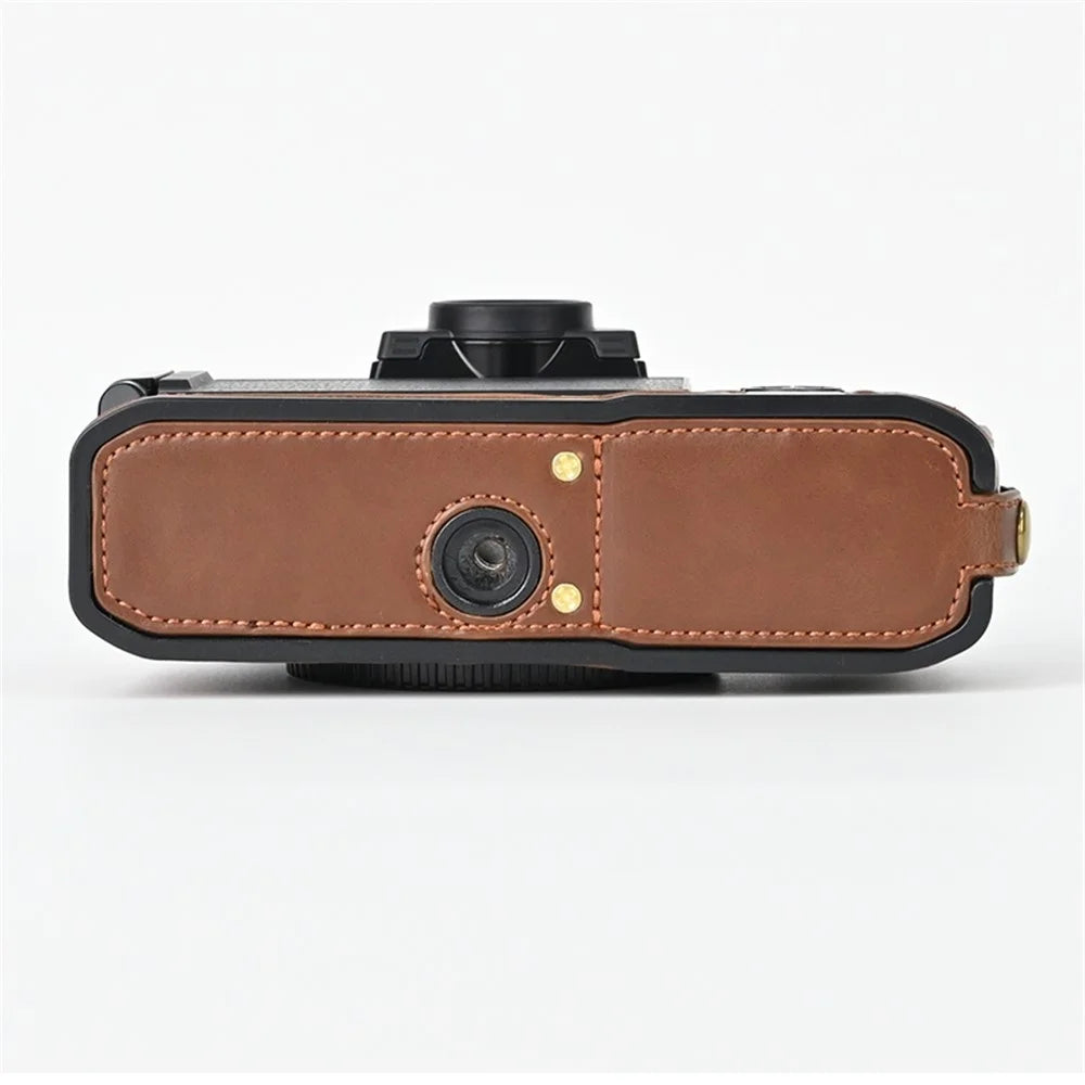 Camera Bag Bottom Case PU Leather Protective Half Body Cover with Battery Opening for Nikon Z fc - Coffee - 4