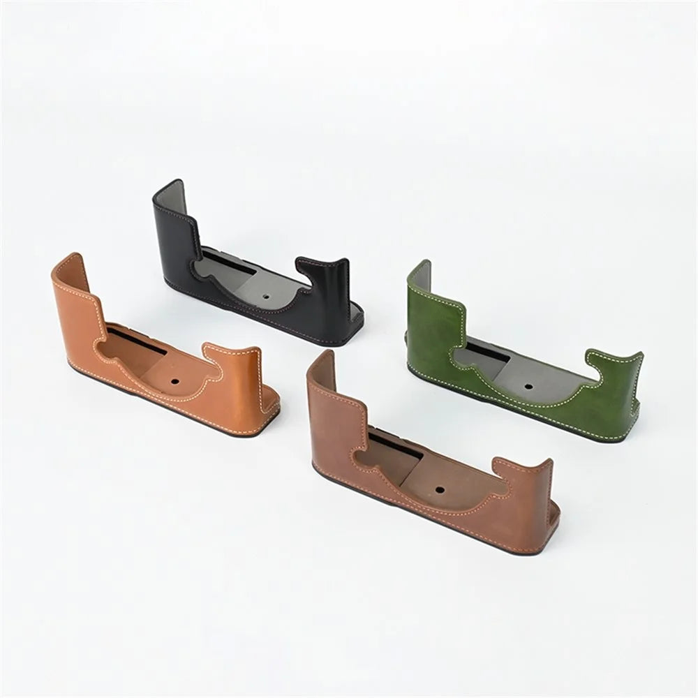 Camera Bag Bottom Case PU Leather Protective Half Body Cover with Battery Opening for Nikon Z fc - Coffee - 7