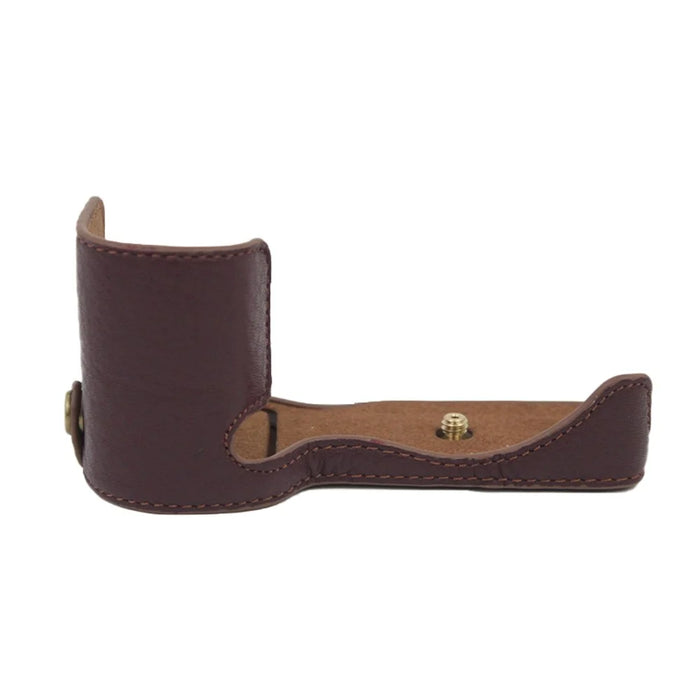 Genuine Leather Camera Bottom Case Protective Half Body Cover with Battery Opening for Sony ZV-E10 - Coffee - 7