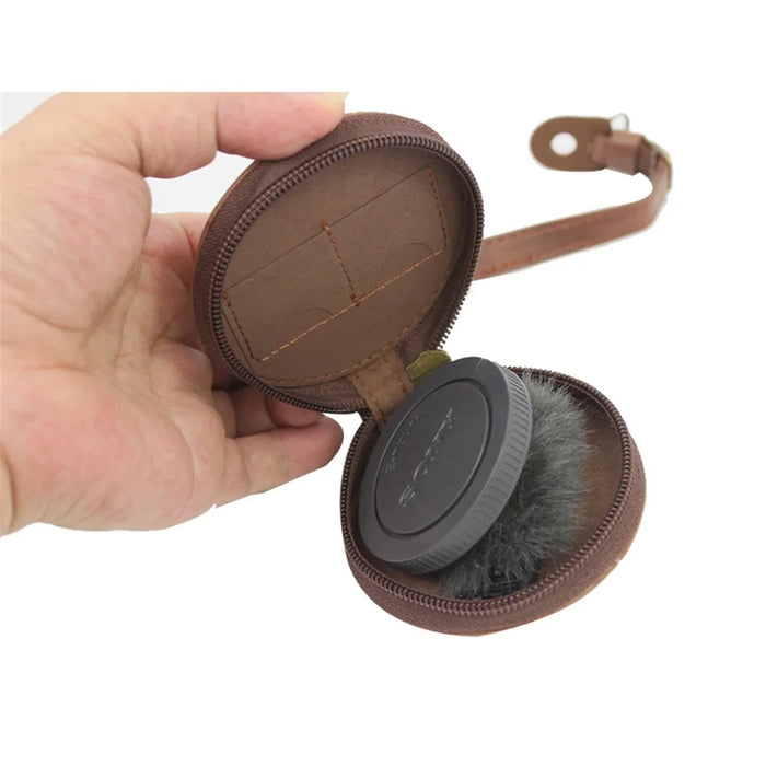 PU Leather Detachable Camera Bag Battery Opening Design Protective Case Cover with Accessories Pouch Shoulder Strap for Sony ZV-E10 - Coffee - 4